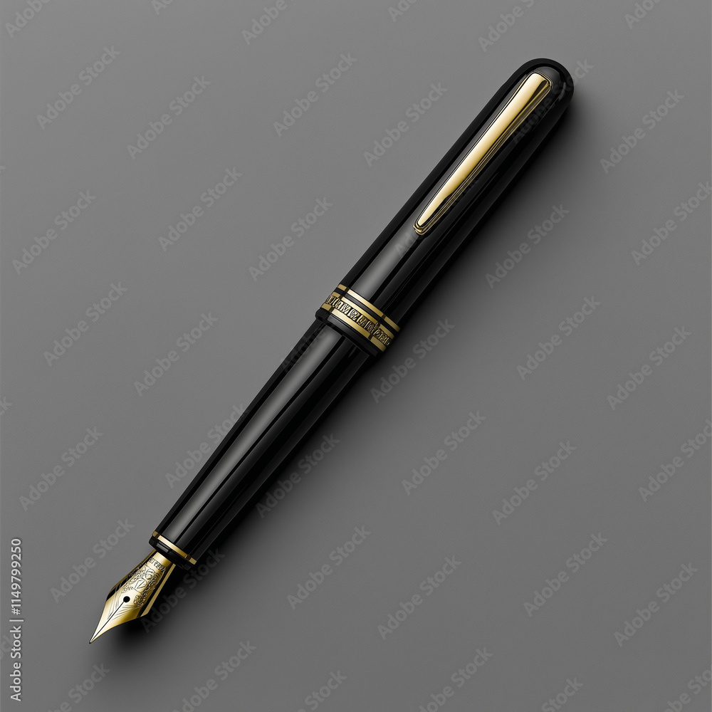 Isolated Classic Fountain Pen on a Gray Background Isolated Classic Fountain Pen on a Gray Background