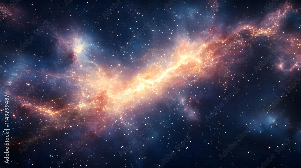 Fototapeta premium Stunning cosmic explosion outer space digital art nebula environment wide angle view galactic concept for astronomy enthusiasts