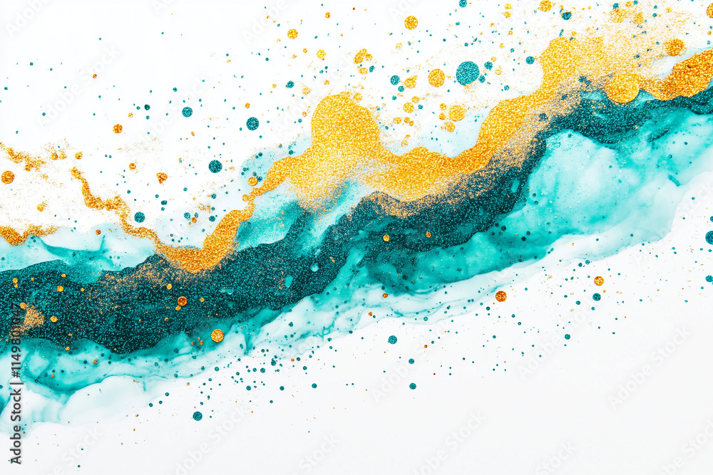 Obraz premium This artwork shows a blue and yellow splash on a white background
