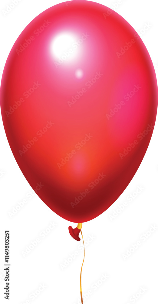 Realistic red balloon floating gracefully with a shiny gold ribbon, isolated against a bright white background, creating a festive atmosphere perfect for celebrations and party decorations Realistic red balloon floating gracefully with a shiny gold ribbon, isolated against a bright white background, creating a festive atmosphere perfect for celebrations and party decorations