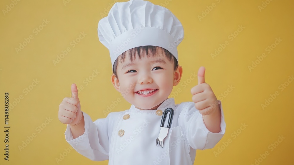 Smiling Child Chef Giving Thumbs Up Smiling Child Chef Giving Thumbs Up