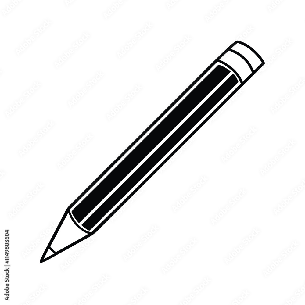a black and white line drawing of a pencil a black and white line drawing of a pencil