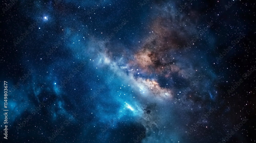 Fototapeta premium Mesmerizing deep space scene featuring a vibrant nebula and glowing stars