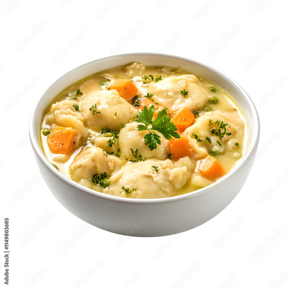 Palatable Chicken and dumplings isolated on transparent background Palatable Chicken and dumplings isolated on transparent background