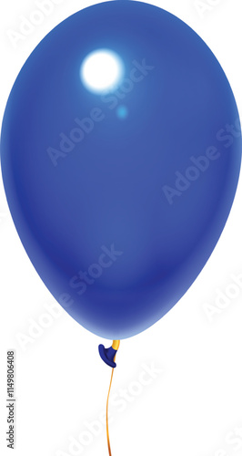 Floating gracefully, a single blue balloon rises, tethered by a shimmering gold string, embodying a simple yet elegant representation of celebration and joy