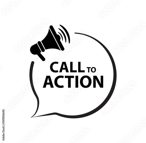 call to action sign on white background	