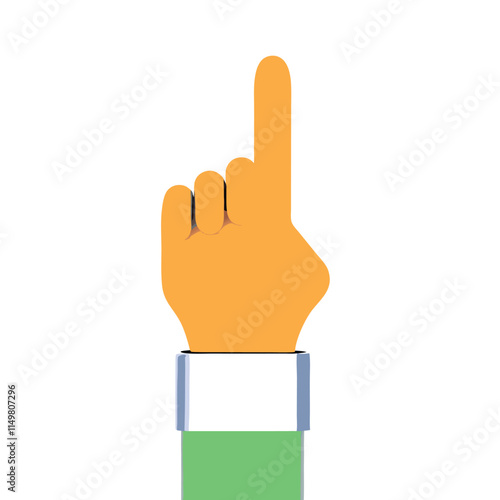 a Hand pointing up with index finger, isolated on a white background.