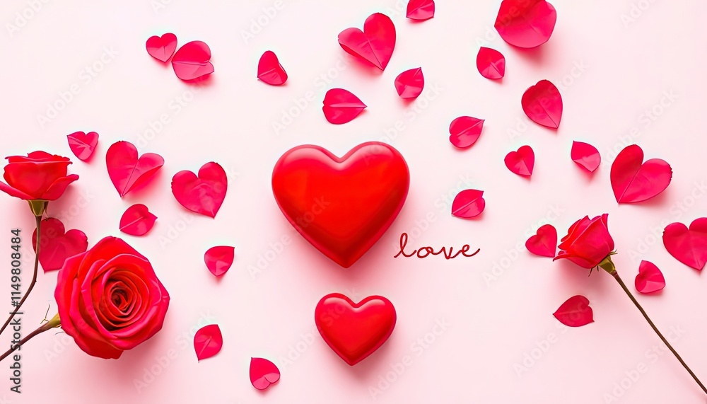 Minimalist Valentine’s Day vector with a single red heart and the word 'Love' in cursive.