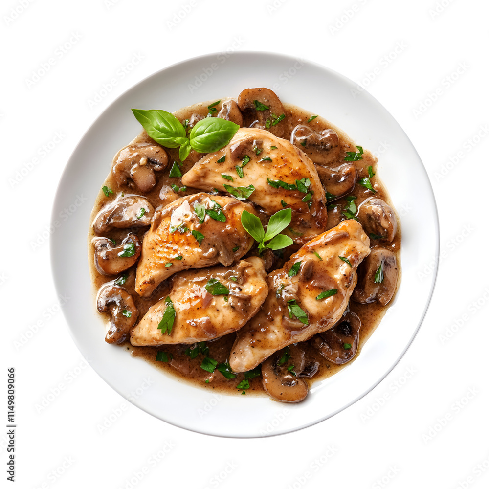 Savory Chicken marsala isolated on transparent background Savory Chicken marsala isolated on transparent background