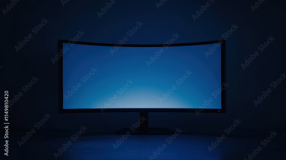 Minimalistic Gaming Room with Glowing Curved Screen Minimalistic Gaming Room with Glowing Curved Screen