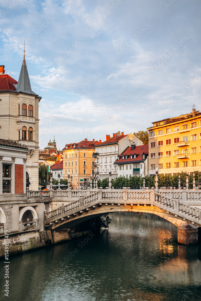 Ljubljana, Slovenia - 14 August 2024: Wonderful and charming city center of Ljubljana, the capital of Slovenia Ljubljana, Slovenia - 14 August 2024: Wonderful and charming city center of Ljubljana, the capital of Slovenia