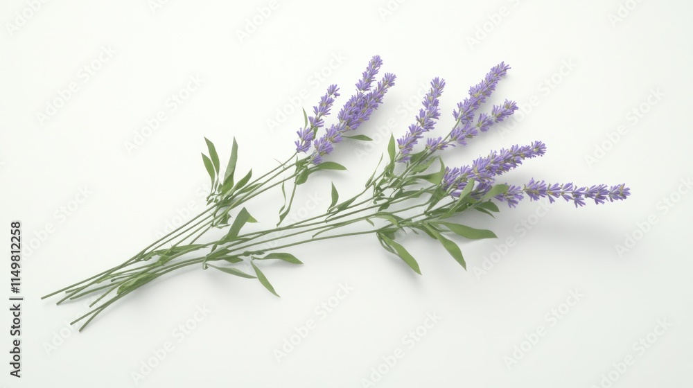 Naklejka premium Lavender sprigs on white background.