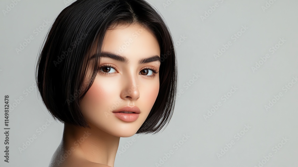 A woman with short, dark hair looks at the camera. A woman with short, dark hair looks at the camera.