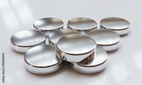 Cuadro en lienzo Neodymium magnets isolated on white background. 3D Rendering