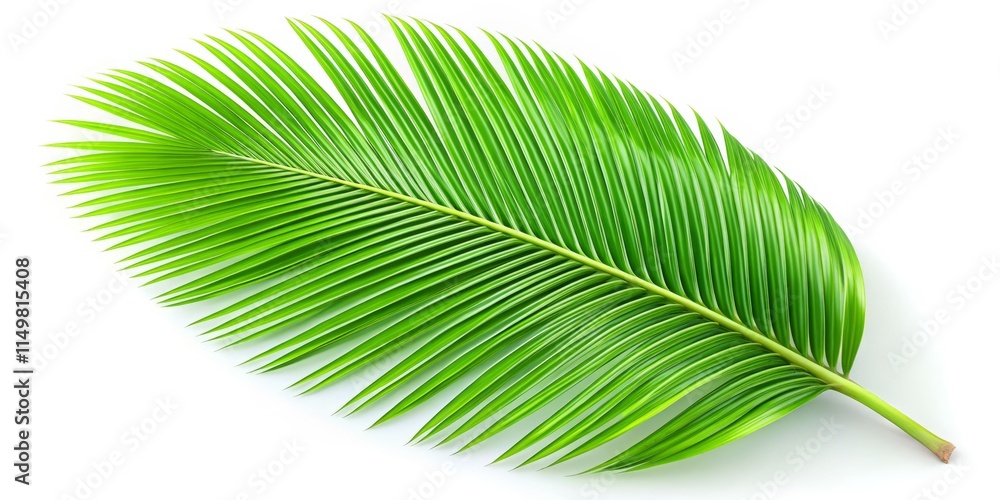 Obraz premium 3D Render: Aerial Coconut Leaf - Lush Green Tropical Plant on White Background