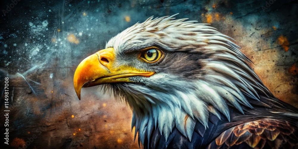 Fototapeta premium Black Eagle Head Grunge Side Profile - Eye Level Photography