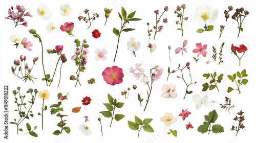 Wallpaper Mural A pink and white line of leaves with a white background Set of watercolor leaves on transparent background, vibrant watercolor branches and leaves for stunning botanical illustrations and decor
 Torontodigital.ca