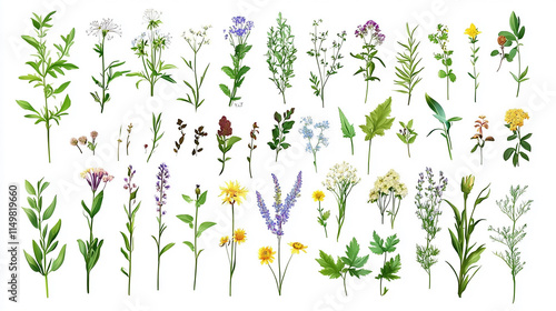 Wallpaper Mural Fresh and nature concept for nature decorative and  a set of wildflowers. White clover, violet and yellow spring flower heads, meadow grasses and Torontodigital.ca