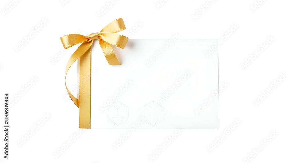 gift box with golden ribbon A white card with a gold ribbon and bow. The gift is ready for a special occasion. gift box with golden ribbon A white card with a gold ribbon and bow. The gift is ready for a special occasion.