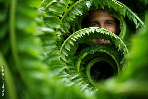 man woman wondrous spectacle of fern fronds gracefully unfurling mirrors profound odyssey of enlightenment and self-realization that accompanies magnificent process of maturation photo