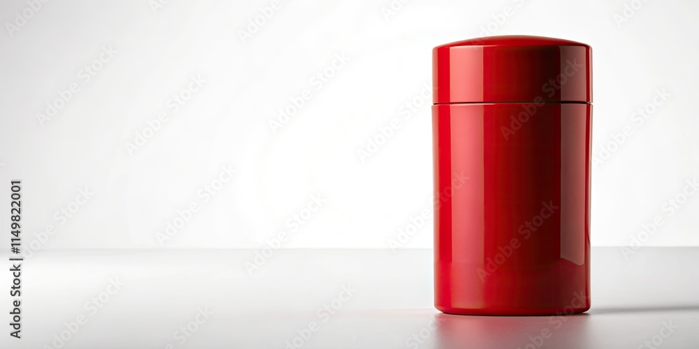 Red deodorant stick, sharply silhouetted against a stark white background, isolated for clean product photography. Red deodorant stick, sharply silhouetted against a stark white background, isolated for clean product photography.
