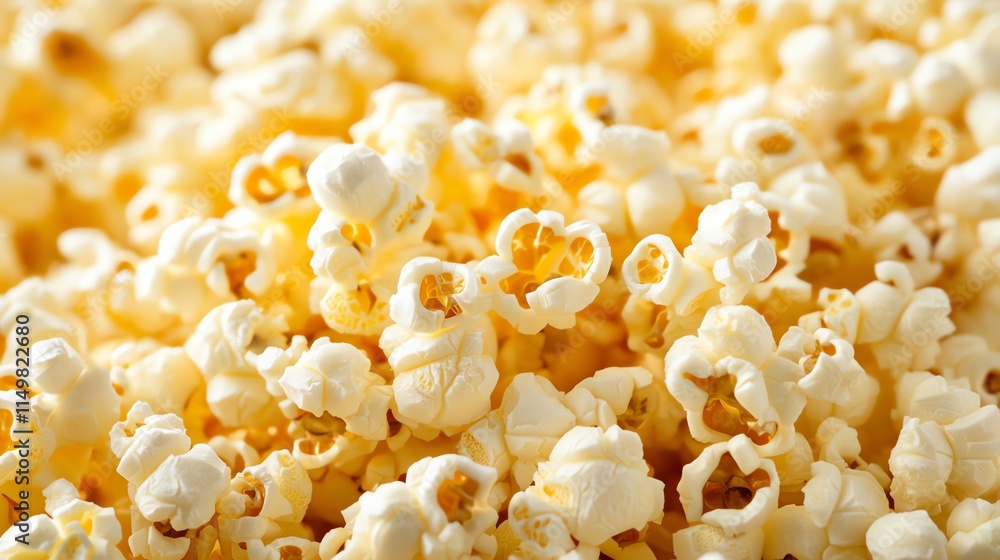 A close-up of a pile of popcorn. A close-up of a pile of popcorn.