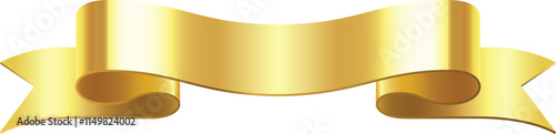 Shiny golden ribbon banner waving freely, representing success, achievement, and celebration, perfect for adding a touch of elegance and prestige to designs
