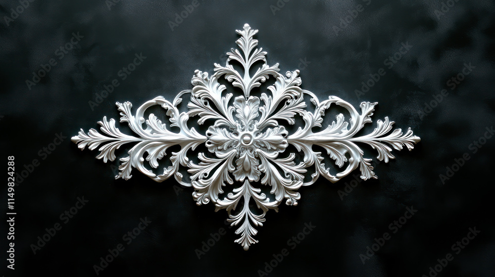 Piece of jewelry in form of intricate snowflake, on dark background Piece of jewelry in form of intricate snowflake, on dark background