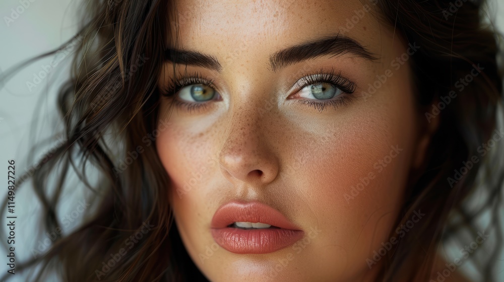 Obraz premium beautiful woman with black hair and blue eyes