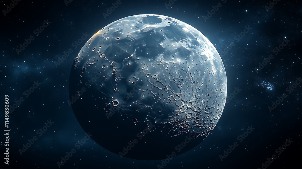 Obraz premium Twinkling stars accentuate the glow of the full moon above the forest wallpaper picture