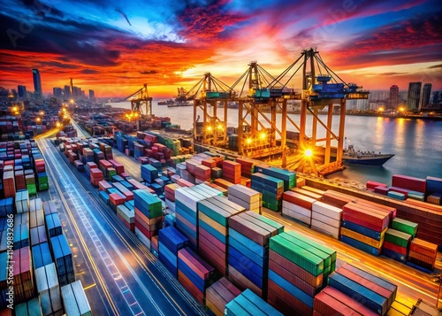 Wallpaper Mural Urban Dockside: Cargo Containers & Shipping Industry at Busy Commercial Port Torontodigital.ca