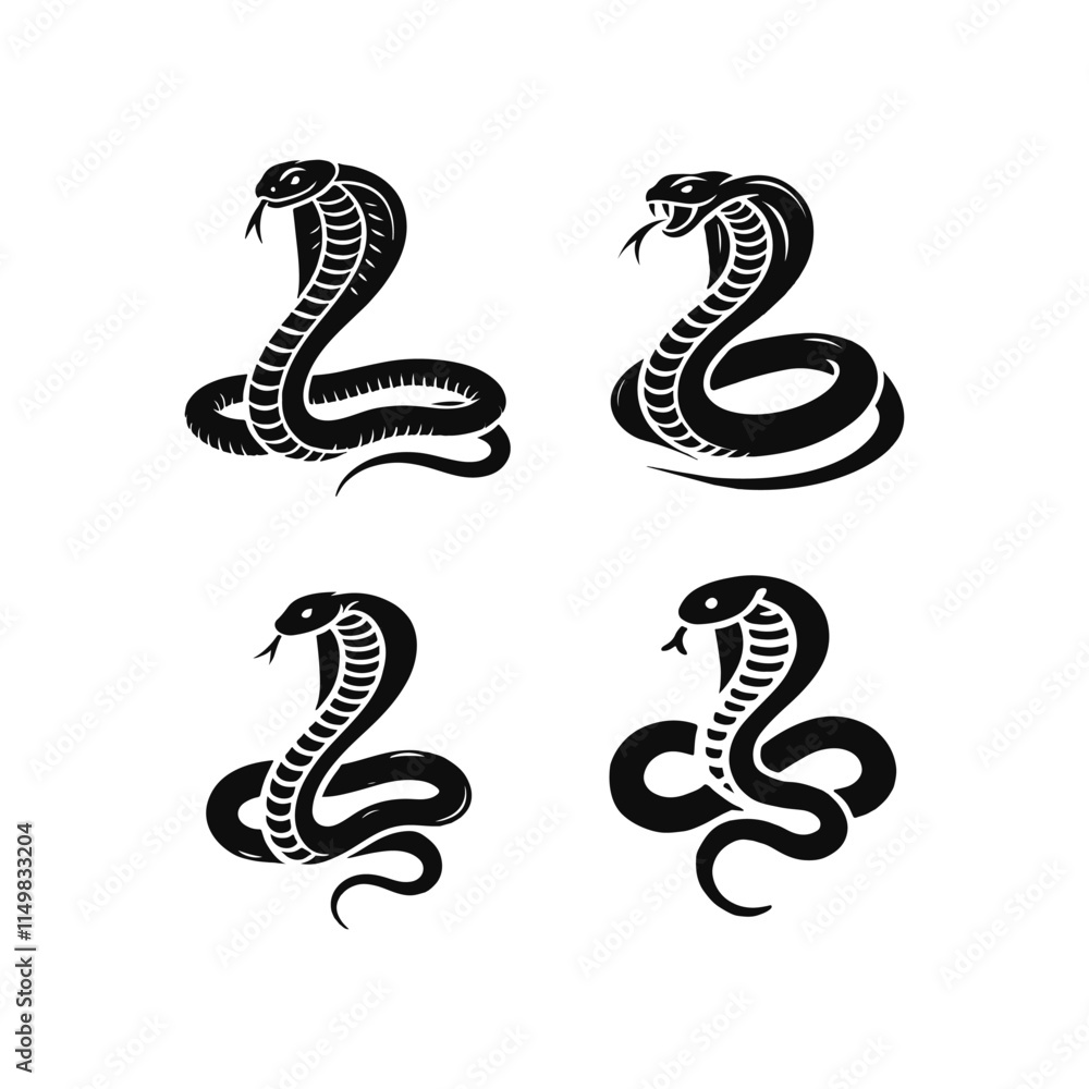 Fototapeta premium set of cobra icons isolated on white background