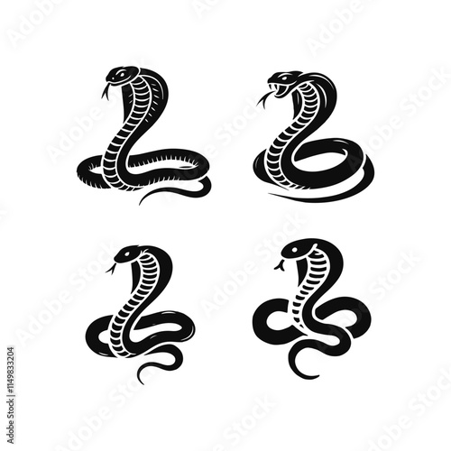 set of cobra icons isolated on white background