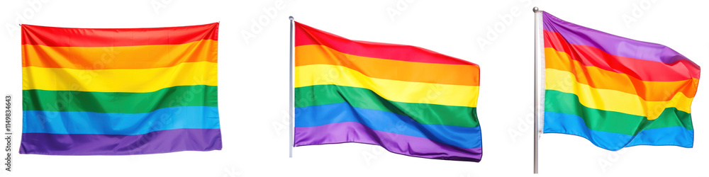 PNG Pride rainbow flag, element set on transparent background PNG Pride rainbow flag, element set on transparent background