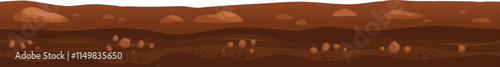 Different layers of soil are showing geological stratification with stones and pebbles, forming an educational illustration of earth science concepts