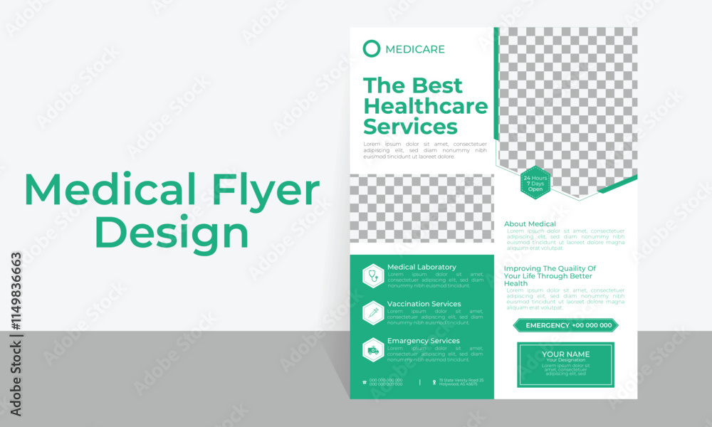 Modern medical flyer design template editable. Modern medical flyer design template editable.