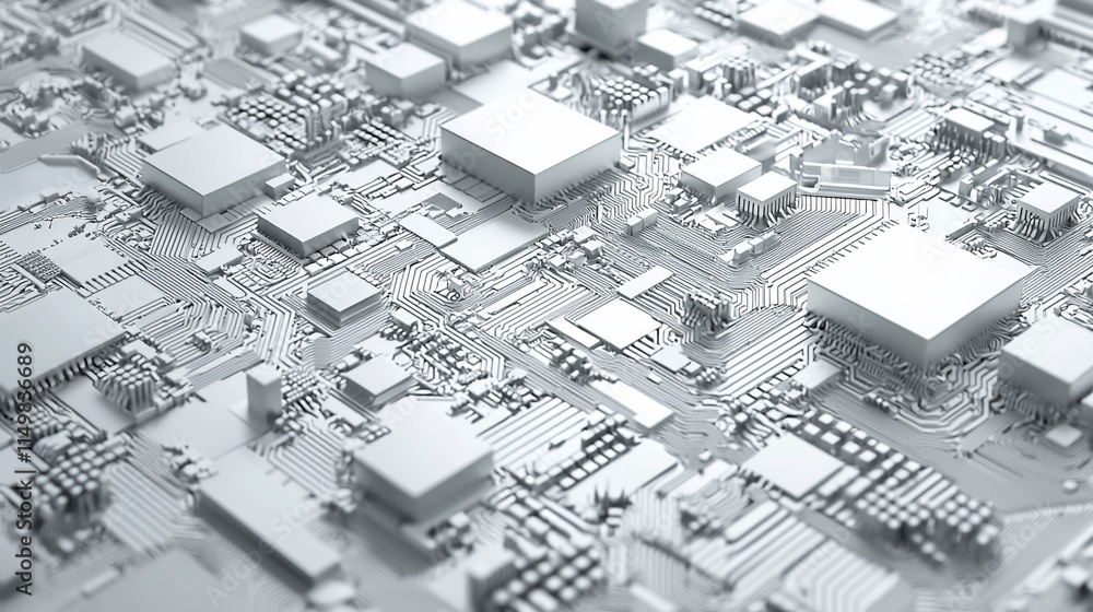 Fototapeta premium Abstract White Circuit Board Technology Design