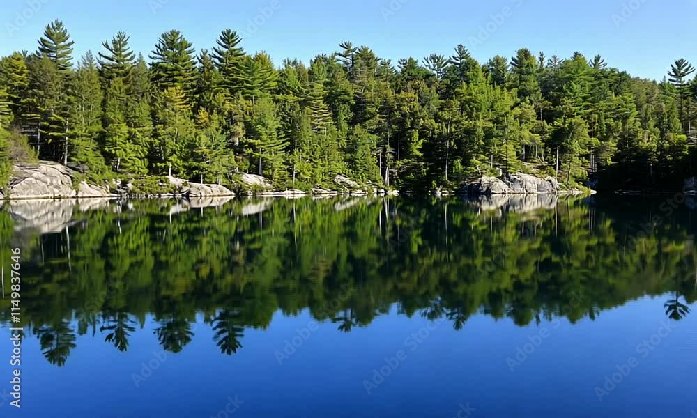 Serene Lake Reflection in a Forest Serene Lake Reflection in a Forest
