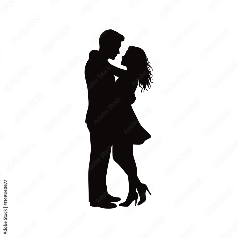 Beautiful Couple lovers romantic moment silhouette illustration Beautiful Couple lovers romantic moment silhouette illustration