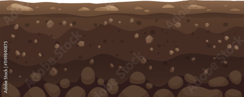 Seamless ground layers showing different textures of soil and rocks underground, useful for illustrating the composition of terrain for educational purposes