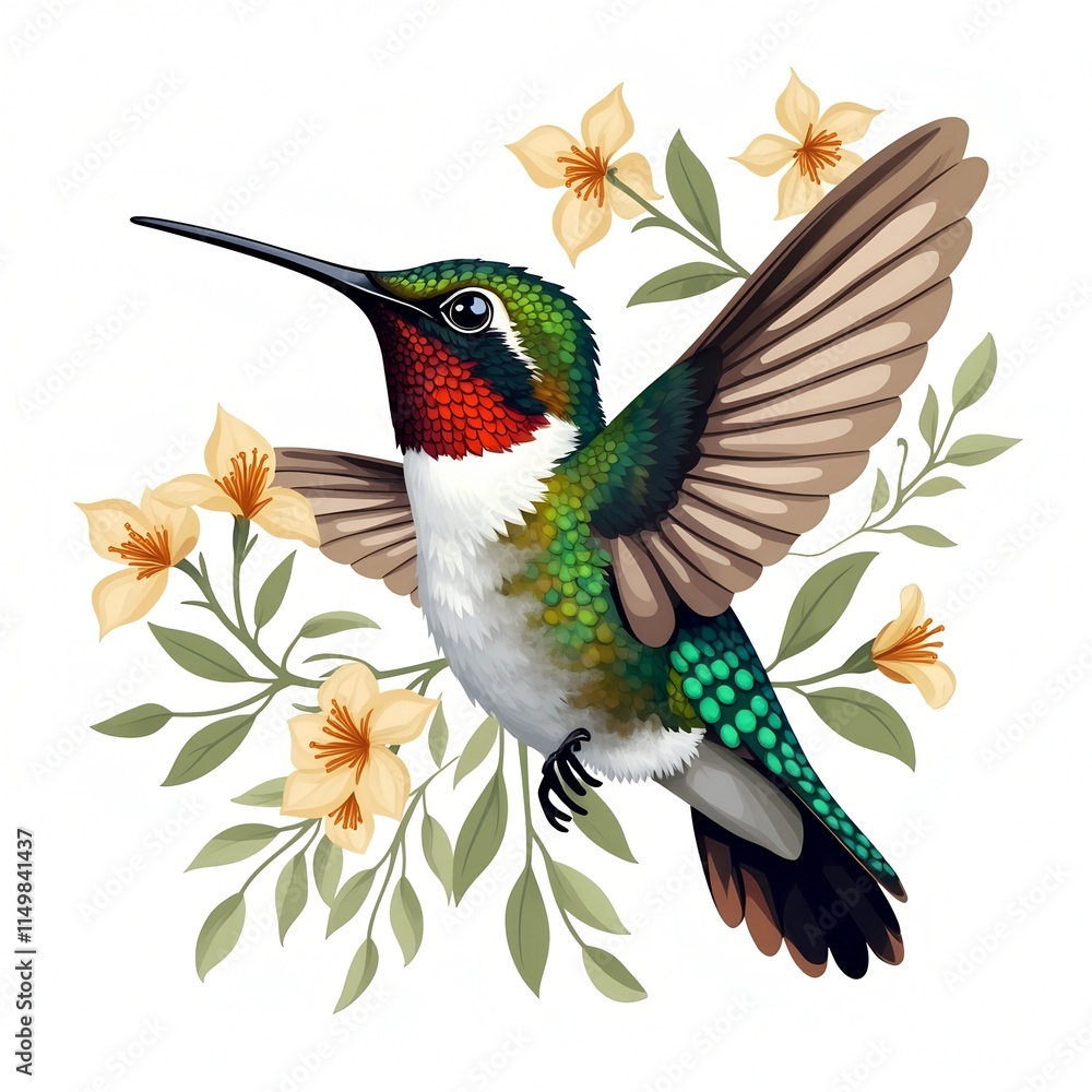 Fototapeta premium hummingbird Isolated white background 