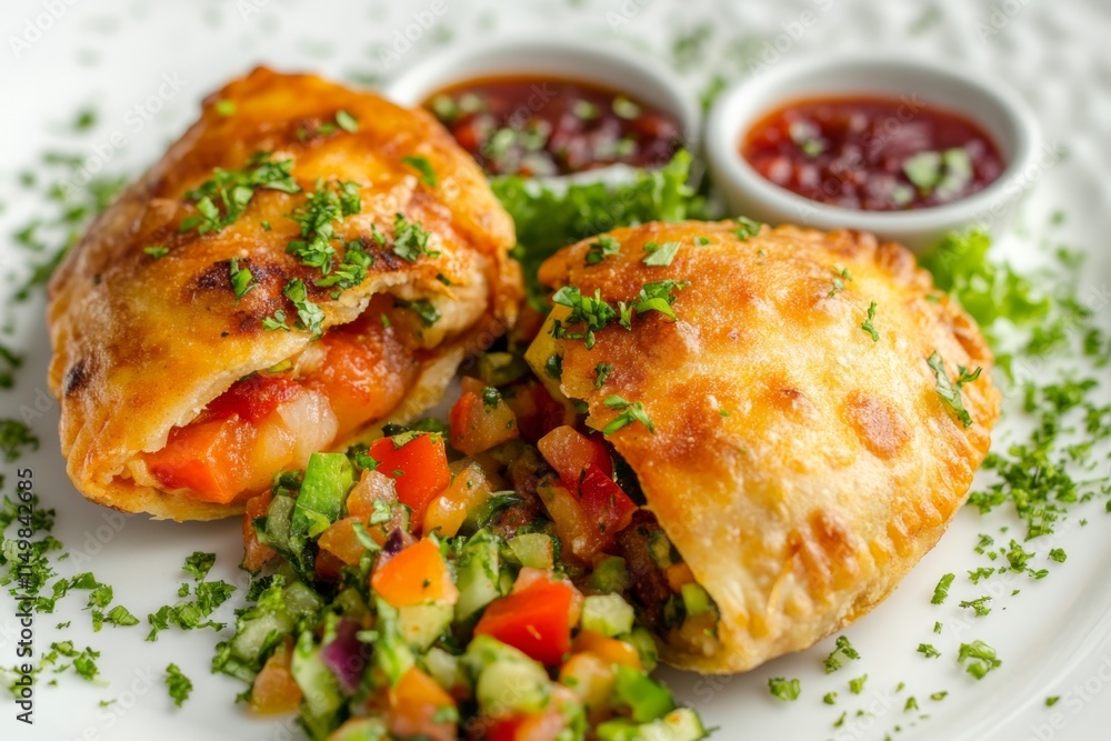 Delicious Vegetable Pastry with Fresh Salad Delicious Vegetable Pastry with Fresh Salad
