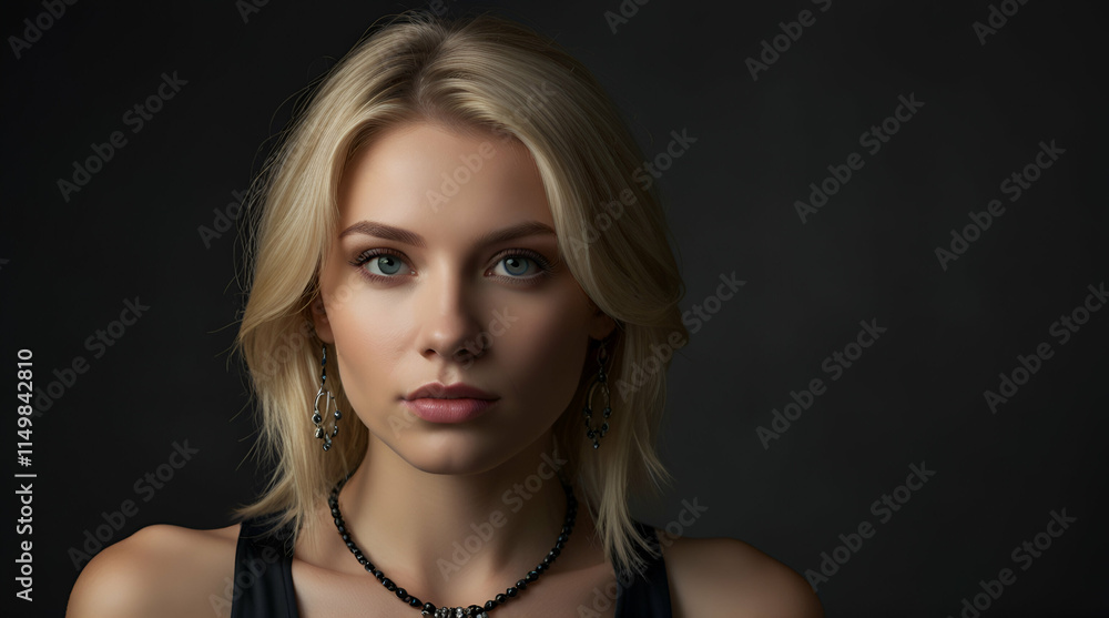 Attractive blonde woman in a black silk tank top and neck jewelry,generative.ai
Attractive blonde woman in a black silk tank top and neck jewelry,generative.ai