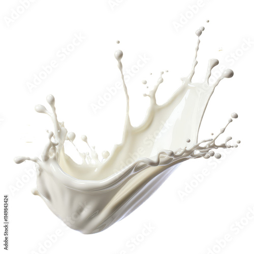 The splash of fresh milk in motion against white background.