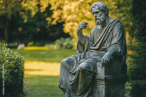 Greek Philosopher: Statue of Aristotle the Great Thinker in Macedonian Park photo