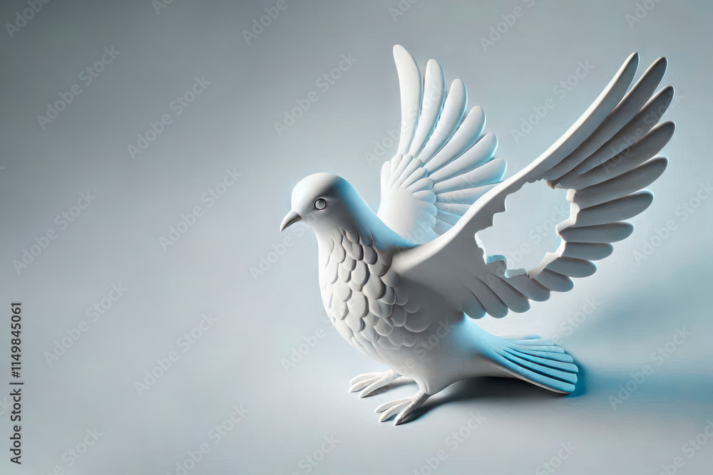 Obraz premium A white dove with a pierced wing. Space for text.