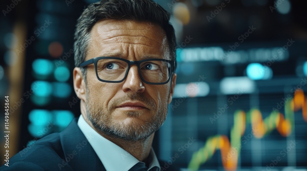 Focused Businessman Analyzing Data Focused Businessman Analyzing Data