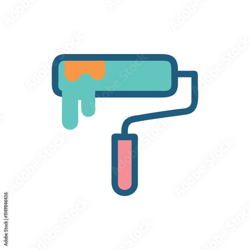  Flat Paint Roller Icon Design