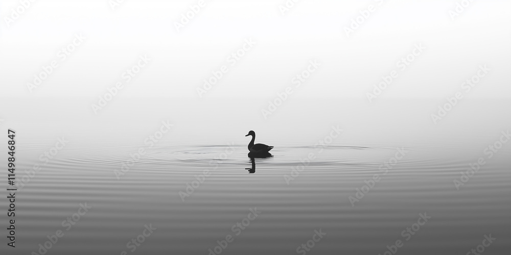 Fototapeta premium A single duck alone in the lake