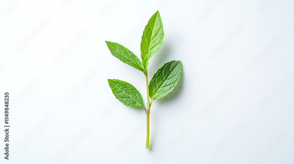Fresh Green Sprig: A single, delicate green sprig, its leaves vibrant and full of life, stands out against a clean white background. This image evokes a sense of growth, renewal, and natural beauty. Fresh Green Sprig: A single, delicate green sprig, its leaves vibrant and full of life, stands out against a clean white background. This image evokes a sense of growth, renewal, and natural beauty.